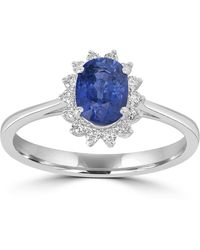 Artisan - Oval Sapphire & Diamond Floral Halo Ring - Lyst