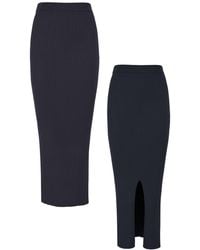 SALANIDA - Madonna Ribbed-Knit Midi Skirt *Reversible - Lyst