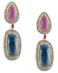 Opium Jewels - Sapphire Cocktail Earrings With Diamonds - Lyst