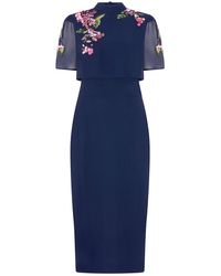 Hope & Ivy - The Ciara Embellished High Neck Open Tie Back Pencil Midi Dress - Lyst