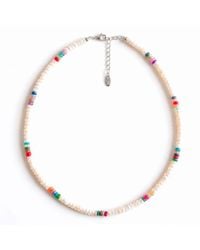 Kris Nations - Button Freshwater Pearls & African Opal Beaded Necklace - Lyst