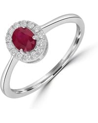 Artisan - 18K Oval Ruby & Diamond Halo Ring - Lyst
