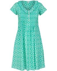 At Last - Cotton Karen Short Sleeve Day Dress - Lyst