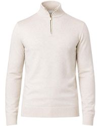 Seren London - Neutrals Half Zip Wool Jumper - Lyst