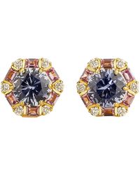 Juvetti - Melba Earrings Set With Pastel Sapphire, Sapphire & Diamond - Lyst