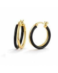 Gold & Honey - Double Hoops Earrings With Enamel - Lyst