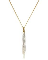 The Jewellery Store London - Thin Biwa Pearl Necklace - Lyst