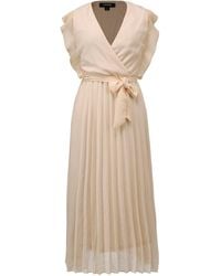 Smart and Joy - Neutrals Pleats Ruffle Wrap Effect Dress - Lyst