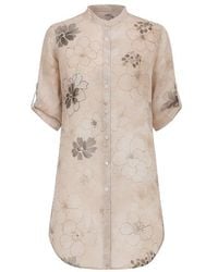 Conquista - Neutrals Long Print Shirt With Side Slits - Lyst
