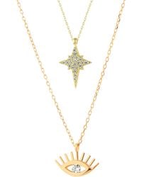 Spero London - Eye Evil Eye & Northern Star Starburst Sterling Necklace Layering Set - Lyst