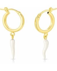 Unaloe - Hoop Earrings With-Plated Horn Pendant - Lyst