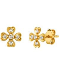 Spero London - Fine 14Ct Solid Diamond Clover Earrings - Lyst