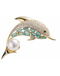 Angel Barocco - Dolphin Pearl Crystal Brooch - Lyst