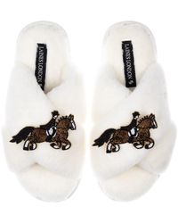 Laines London - Neutrals Classic Laines Slippers With Dressage Horse Brooches - Lyst