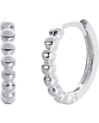Harfi - Dainty Beaded Huggie Hoop Sterling Earrings - Lyst