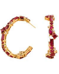 Juvetti - Ruby And Diamond Lanna Hoop Earrings - Lyst