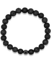 Nialaya - Wristband With Lava Stone, Matte Onyx And Logo Ball - Lyst
