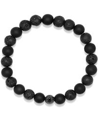 Nialaya - Wristband With Lava Stone, Matte Onyx And Logo Ball - Lyst