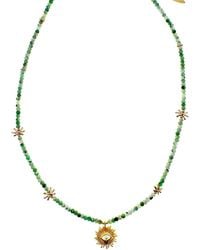 Farra - Emerald With Evil Eye Pendant Necklace - Lyst