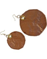 Romer Millinery - Metallic Silk Copper Coin Earing Pierced Assymetrical - Lyst