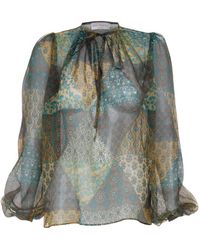 Sofia Tsereteli - Floral Print Silk Blouse - Lyst