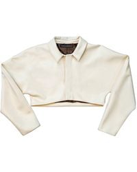 Circular Path - Neutrals Crop Vegan Leather Jacket - Lyst