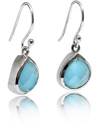 The Jewellery Store London - Pear-Shaped Aqua Chalcedony Earrings - Lyst
