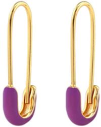 Kris Nations - Safety Pin Enamel Hoop Earrings - Lyst