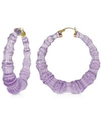 Gold & Honey - Sheer Mauve Lucite Bamboo Hoop Earrings - Lyst