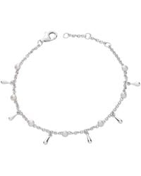 Lucy Quartermaine - Solid Sterling Royal Pearl Drop Anklet - Lyst