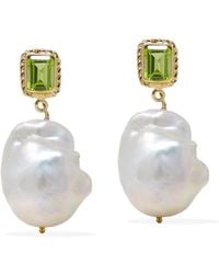 Vintouch Italy - Luccichio Gold Vermeil Peridot & Pearl Earrings - Lyst