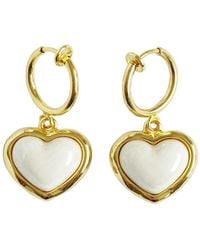 POPORCELAIN - Porcelain Pearly Heart Clip-On Hoop Earrings - Lyst