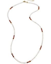 Farra - Freshwater Pearls With Natural Garnet Long Necklace - Lyst