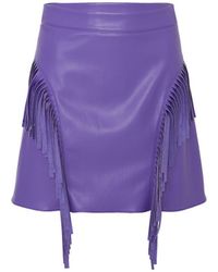 Nocturne - Fringe Faux Suede Purple Mini Skirt - Lyst