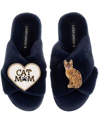 Laines London - Classic Laines Slippers With Cat Mum/Mom & Bengal Cat Brooches - Lyst