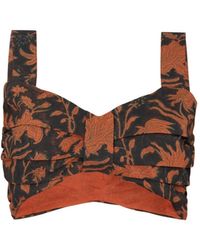Nesavaali - Distressed Artisanal Printed Cotton Cropped Top - Lyst