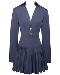 Miss Circle New York - Valarie Denim Style Pleated Mini Dress - Lyst