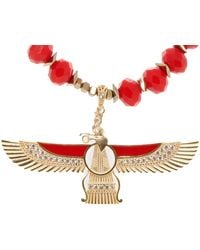 Ebru Jewelry - Divine Protection Faravahar Symbol Pendant Red Beaded Necklace - Lyst