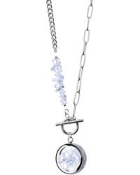 My Little Nature - Neutrals Opal Crystal Necklace With Beaded Toggle Clasp & Charm - Lyst