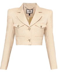 Nissa - Neutrals Rhinestone-Embellished Cropped Blazer - Lyst