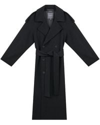 InAvati - Long Anthracite Double-Breasted Wool Coat - Lyst