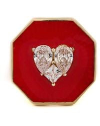 Ebru Jewelry - Valentines Enamel Diamond Heart Ring - Lyst
