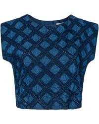 SUNSHINE TIENDA - Denim Eyelet Greta Top - Lyst