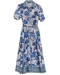 Niza - Floral Print Midi Shirt Dress - Lyst