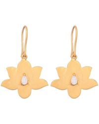 Opium Jewels - Water Lotus Earrings With Moonstone - Lyst