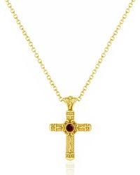 Unaloe - Vermeil Ruby Cross Necklace – Luxury Religious Jewelry - Lyst