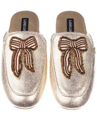 Laines London - Classic Mules With Stripe Bow Brooches - Lyst
