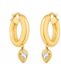 Artisan - 14K Diamond Pear-Shaped Drop Hoop Earrings - Lyst
