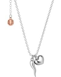 Unaloe - Sterling Cornicello Necklace With Heart Charm – Italian Handmade Good Luck Symbol, Elegant Gift For Her - Lyst