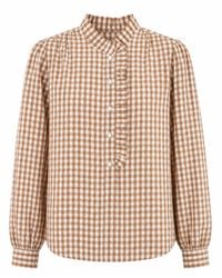 Luella Fashion - Neutrals Braemar Cotton Blouse Stone Gingham Pattern - Lyst